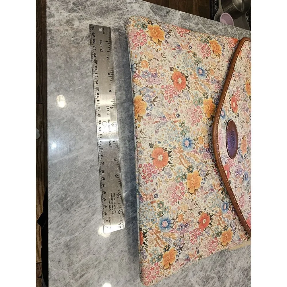 Soie & Cuir‎ Made In Italy V&V Clutch Handbag Beautiful Leather Accents Floral